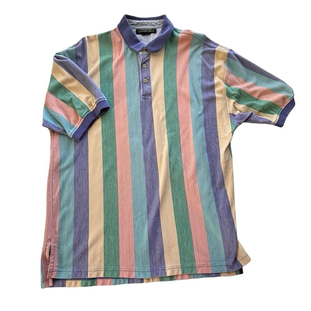Men’s XL Polo Colours Alexander Julian Pastel Stripes Short Sleeve Golf Shirt